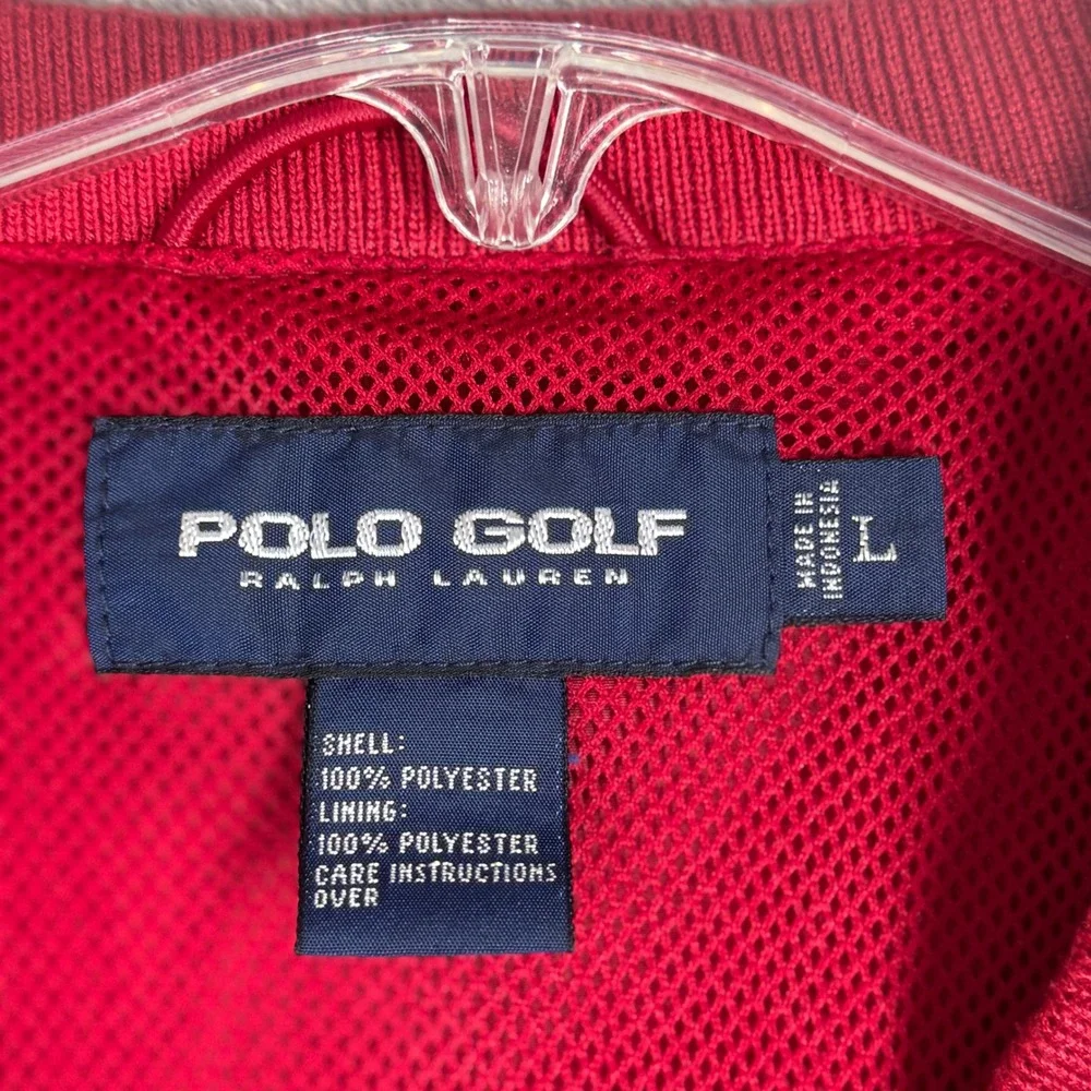 Polo Golf Ralph Lauren Pullover Jacket Mens L Red‎ Short Sleeve Windbreaker